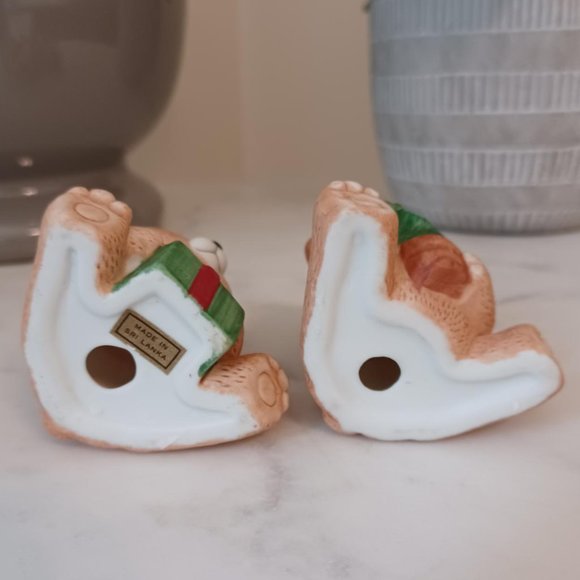 Porcelain Bisque Christmas Bears, Set of Two, Vintage - Picture 6 of 7